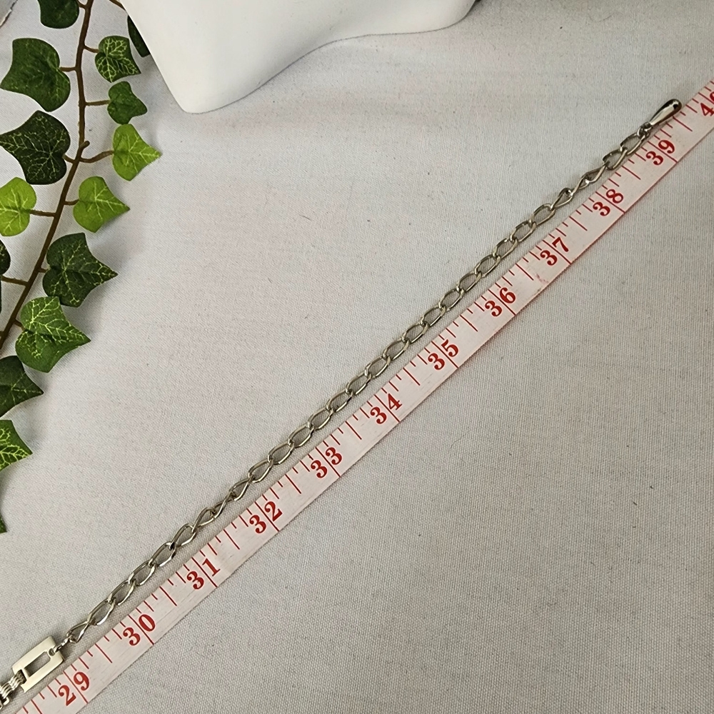 Silver Rectangle Chain Link with Color Crystals Belt - Picture 8 of 9
